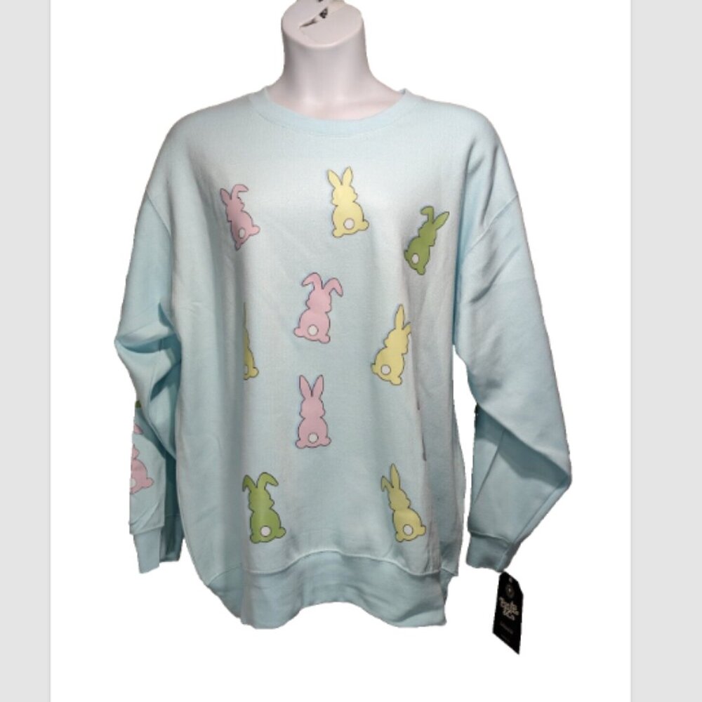NWT Pacific & Company Blue Bunny Print Sweatshirts Plus Size 2X